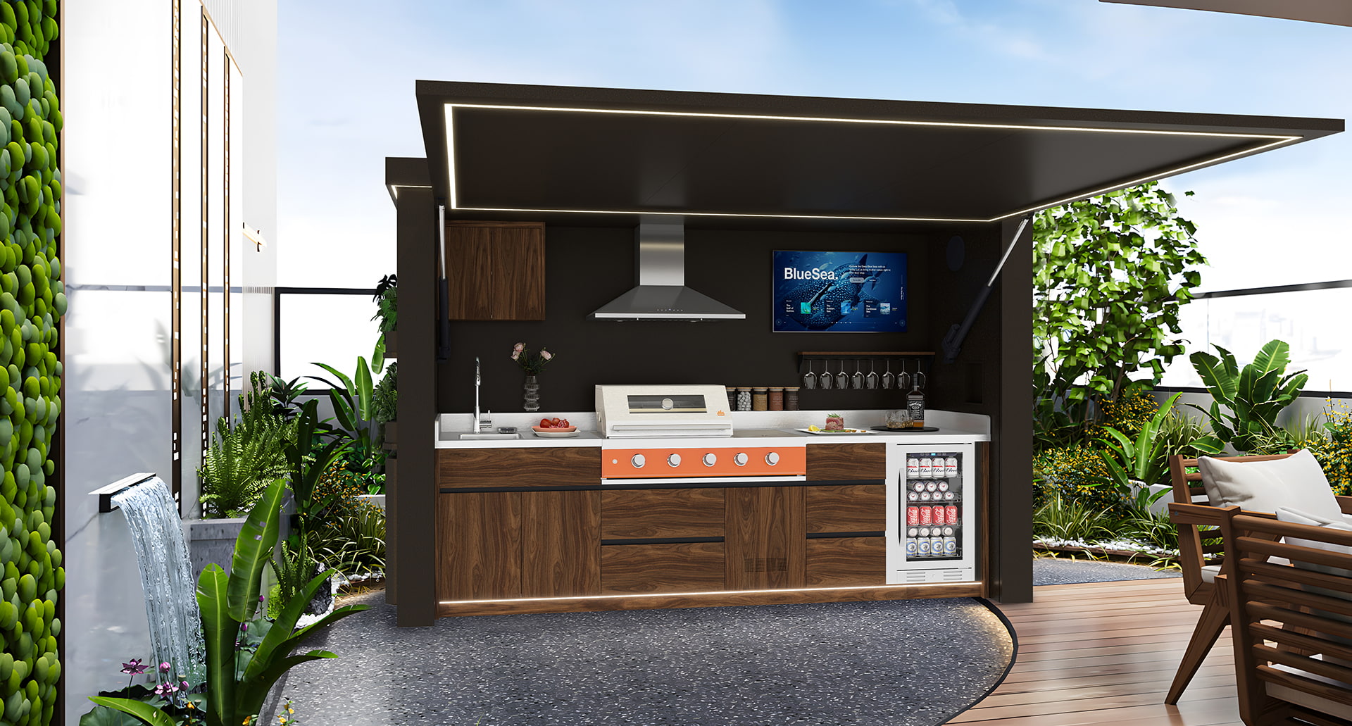 BBQ-pod met opklapbare deur